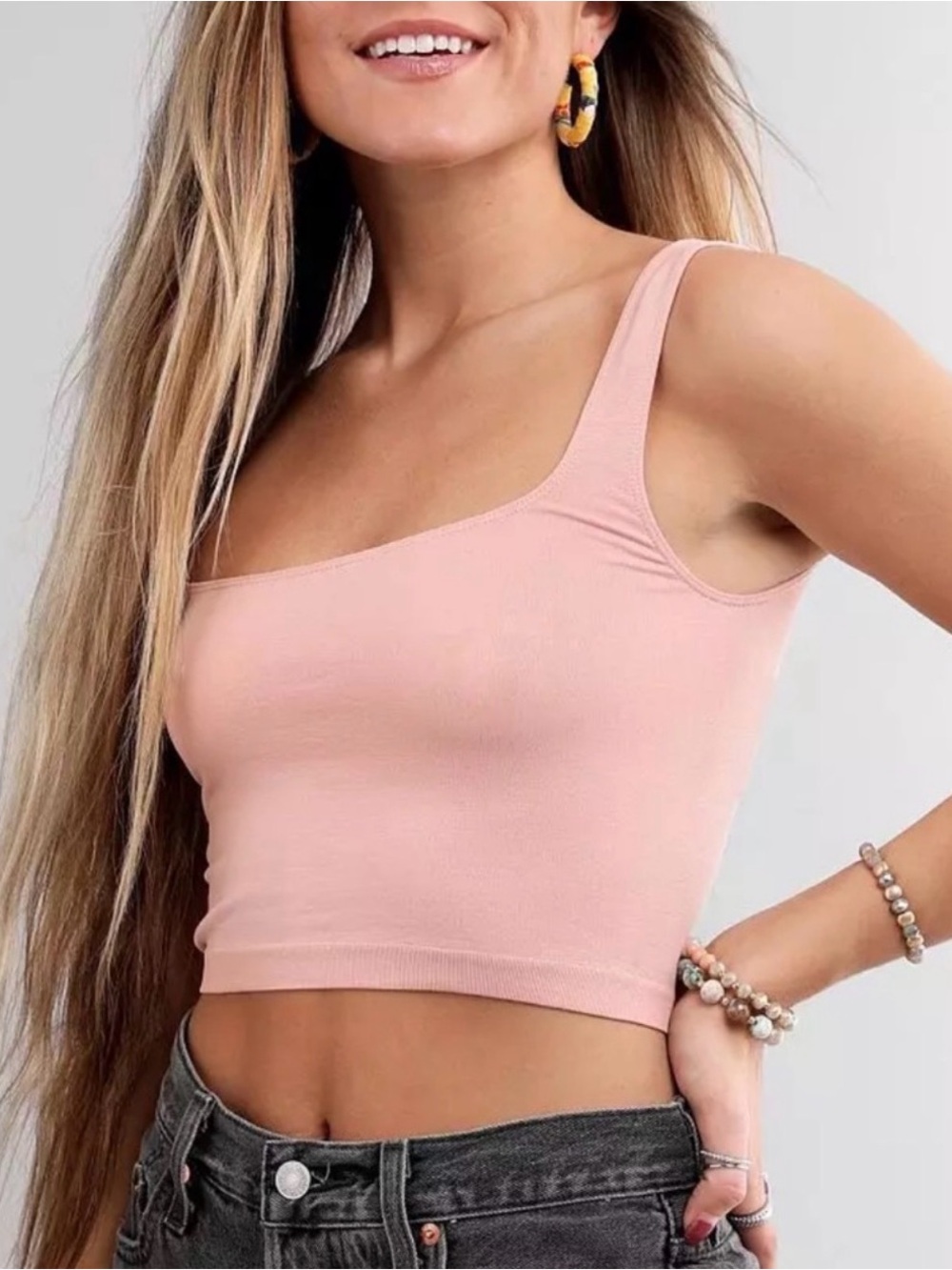 Free People Intimately Cropped Pink Seamless Top